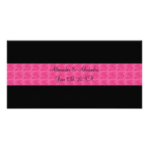 Roses roses noirs épousant des faveurs cartes de vœux avec photo