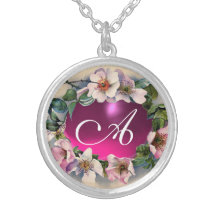 ROSES SAUVAGES AVEC LA GEMME FUCHSIA ROSE COLLIER PERSONNALISÉ