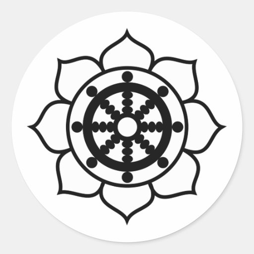 Roue de Dharma de fleur de Lotus Adhésifs Ronds