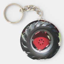 roue rouge de tracteur porte-clé