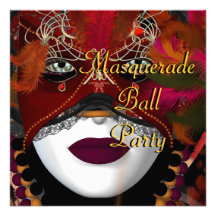 Rouge 2 de noir de masque de partie de boule de ma faire-parts