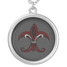 Rouge/argent de Fleur de lis Bijouterie Personnalisée