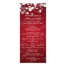 Rouge élégant de fleurs de cerisier de programme d invitations personnalisées