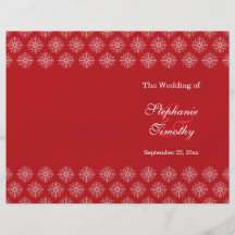 Rouge + programme blanc de mariage d'hiver de floc prospectus
