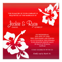 Rouge rouge de ketmie de faire-part de mariage de 