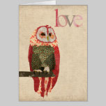 Rougissent la carte d'amour de hibou cartes