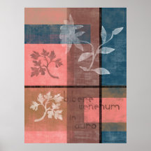 Roze & Blauwe BloemenAbstractie Print