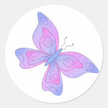 Roze & Blauwe Vlinder Sticker