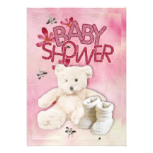 Roze Bloemen en de Uitnodiging van Teddybear Babys