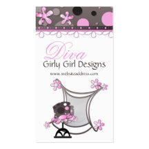 Roze & Bruine Diva van het Meisje Girly Visitekaar