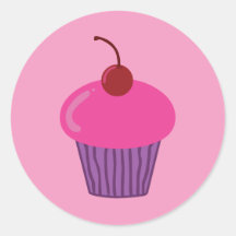Roze Cupcake Ronde Stickers