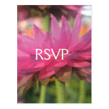 Roze Document Daisy Textured Wedding RSVP Postcard Wenskaarten