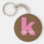 Roze en Bruin Monogram - Brief K Sleutel Hanger