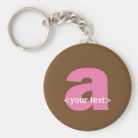 Roze en Bruin Monogram - voorzie A van letters Sleutel Hanger