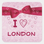 Roze en Rood Hart met Boog - de Liefde Londen van  Vierkant Stickers