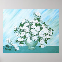 Roze en Witte Rozen Print