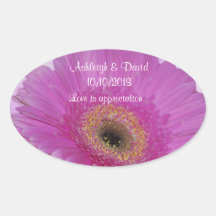 Roze Gerber Daisy Save de Datum Ovaalvormige Stickers
