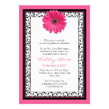 Roze Gerbera Daisy Floral Graduation Invitation Custom Uitnodging