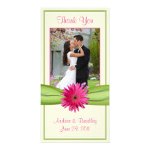 Roze Gerbera Daisy Wedding Thank You Photocard Persoonlijke Fotokaarten