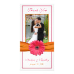 Roze Gerbera Daisy Wedding Thank You Photocard Persoonlijke Fotokaart