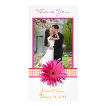 Roze Gerbera Daisy Wedding Thank You Photocard Persoonlijke Fotokaart