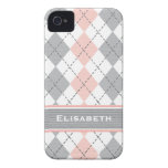 Roze Grijze Argyle iPhone 4 geval-Partner Preppy D iPhone 4 Case-Mate Hoesje