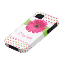 Roze Groene iPhone 4 van Gerbera Daisy van de Stip Case-Mate iPhone 4 Case