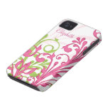 Roze Groene Witte Abstracte BloemeniPhone 4 Geval iPhone 4 Cover