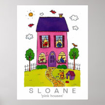 roze huizen print