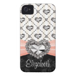 Roze iPhone 4 van het Bergkristal van het Hart van iPhone 4 Cases