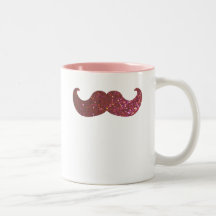 Roze Snor Bling (Faux schittert Grafisch) Koffie Bekers