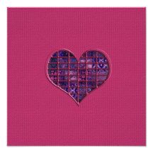 Roze trendy girly hart met paars materiaal foto prints