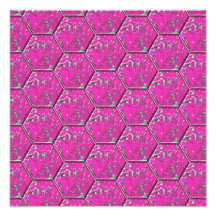 Roze Turkooise Hexagon Tegels Fotoprints