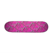 Roze Turkooise Hexagon Tegels Skate Decks