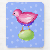 Roze Vogel blauwe Mousepad Muismatten