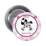 Roze Zebra Aangepaste naamplaatjeKnoop buttons
