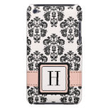 Roze Zwarte Aanraking met monogram 4 van het Damas iPod Case-Mate Hoesje