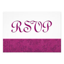 RSVP magenta et blanc mariage damassé grunge C101 Bristols