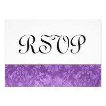 RSVP pourpre mariage damassé grunge V2 Cartons D'invitation