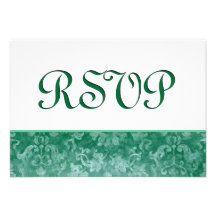 RSVP vert et blanc mariage damassé grunge Ver 2 Cartons D'invitation Personnalisés