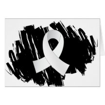 Ruban blanc de cancer de l'os avec le griffonnage cartes de vœux