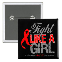Ruban d'HIV de SIDA - combat comme une fille Badge