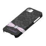 Ruban et diamant pourpres de satin de dentelle noi coque iPhone 5 Case-Mate