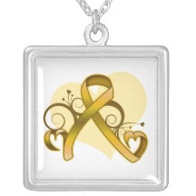 Ruban floral de coeur de Cancer d'annexe Pendentifs