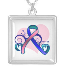 Ruban floral de coeur de cancer de la thyroïde collier personnalisé