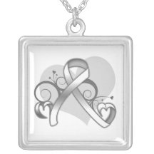 Ruban floral de coeur de cancer de poumon colliers personnalisés