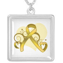 Ruban floral de coeur de Cancer d'enfance Collier Personnalisé