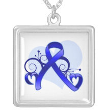 Ruban floral de coeur de cancer du colon collier