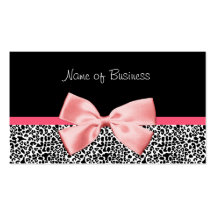 Ruban noir et blanc à la mode de rose d'empreinte  cartes de visite personnelles