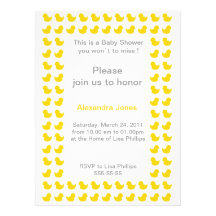 Rubber uitnodiging Ducky voor geel Baby shower